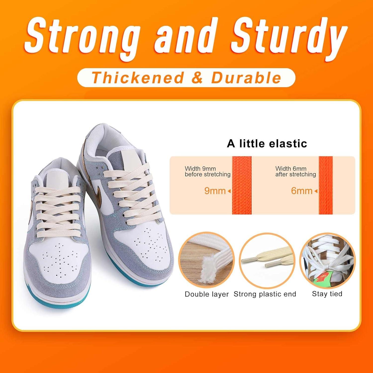imageVSUDO 2 Pairs 516quot Fine Weave Flat Shoe Lace Shoestring for Running Athletic Sneaker03 Beige