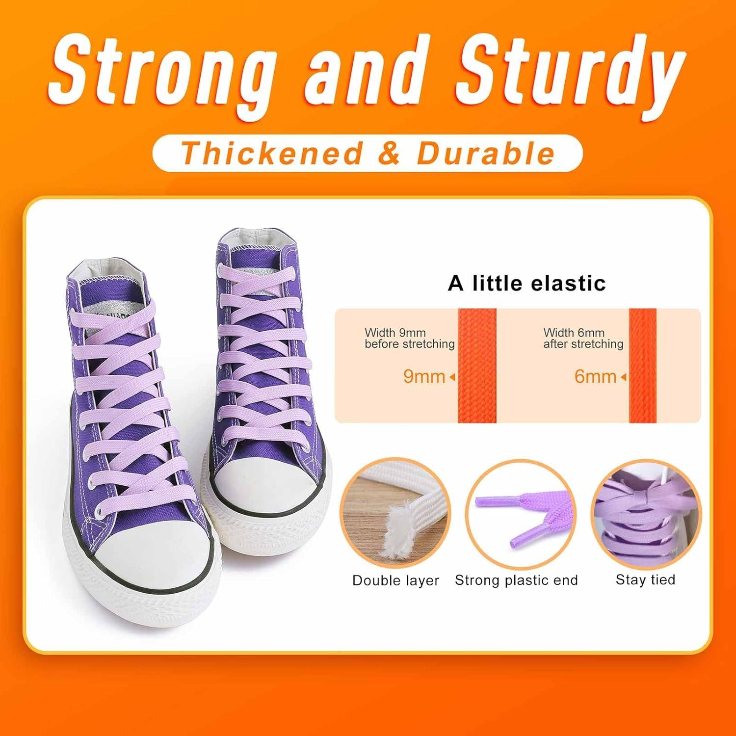 imageVSUDO 2 Pairs 516quot Fine Weave Flat Shoe Lace Shoestring for Running Athletic Sneaker04 Light Purple