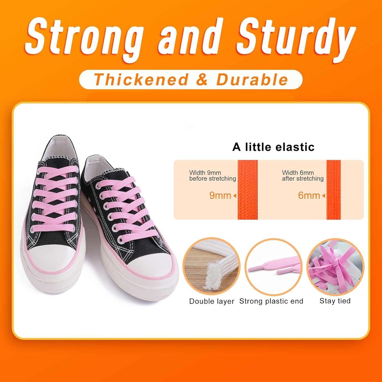 imageVSUDO 2 Pairs 516quot Fine Weave Flat Shoe Lace Shoestring for Running Athletic Sneaker09 Pink