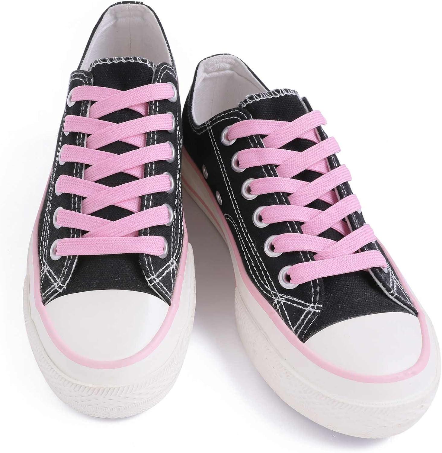imageVSUDO 2 Pairs 516quot Fine Weave Flat Shoe Lace Shoestring for Running Athletic Sneaker09 Pink