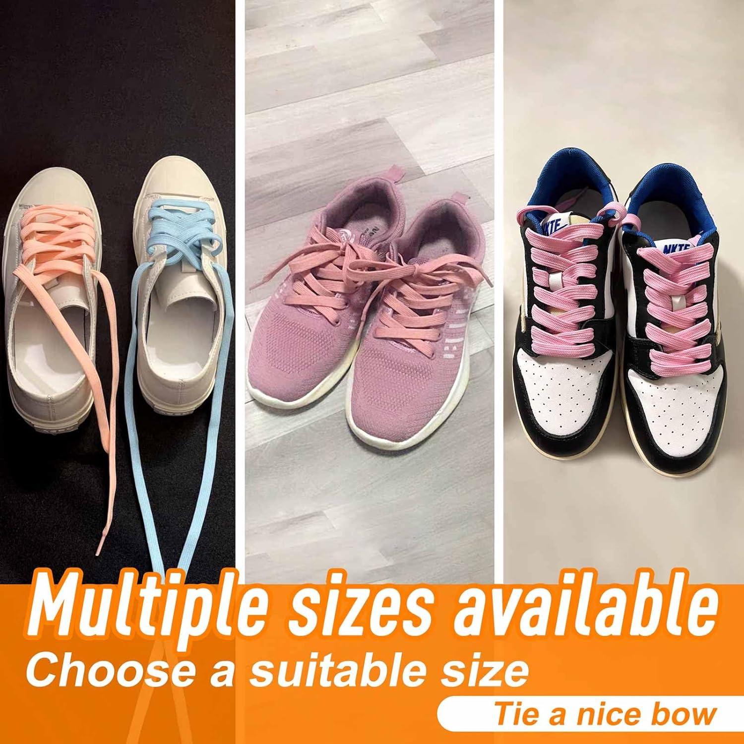 imageVSUDO 2 Pairs 516quot Fine Weave Flat Shoe Lace Shoestring for Running Athletic Sneaker09 Pink