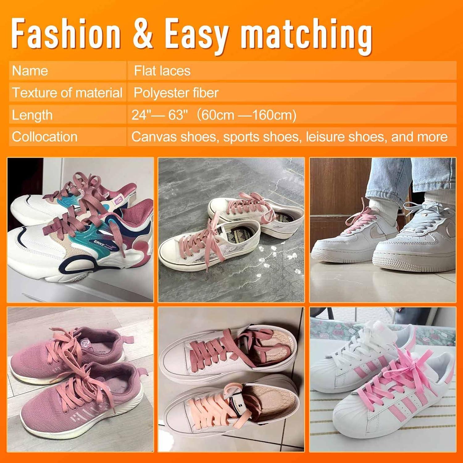imageVSUDO 2 Pairs 516quot Fine Weave Flat Shoe Lace Shoestring for Running Athletic Sneaker10 Skin Pink
