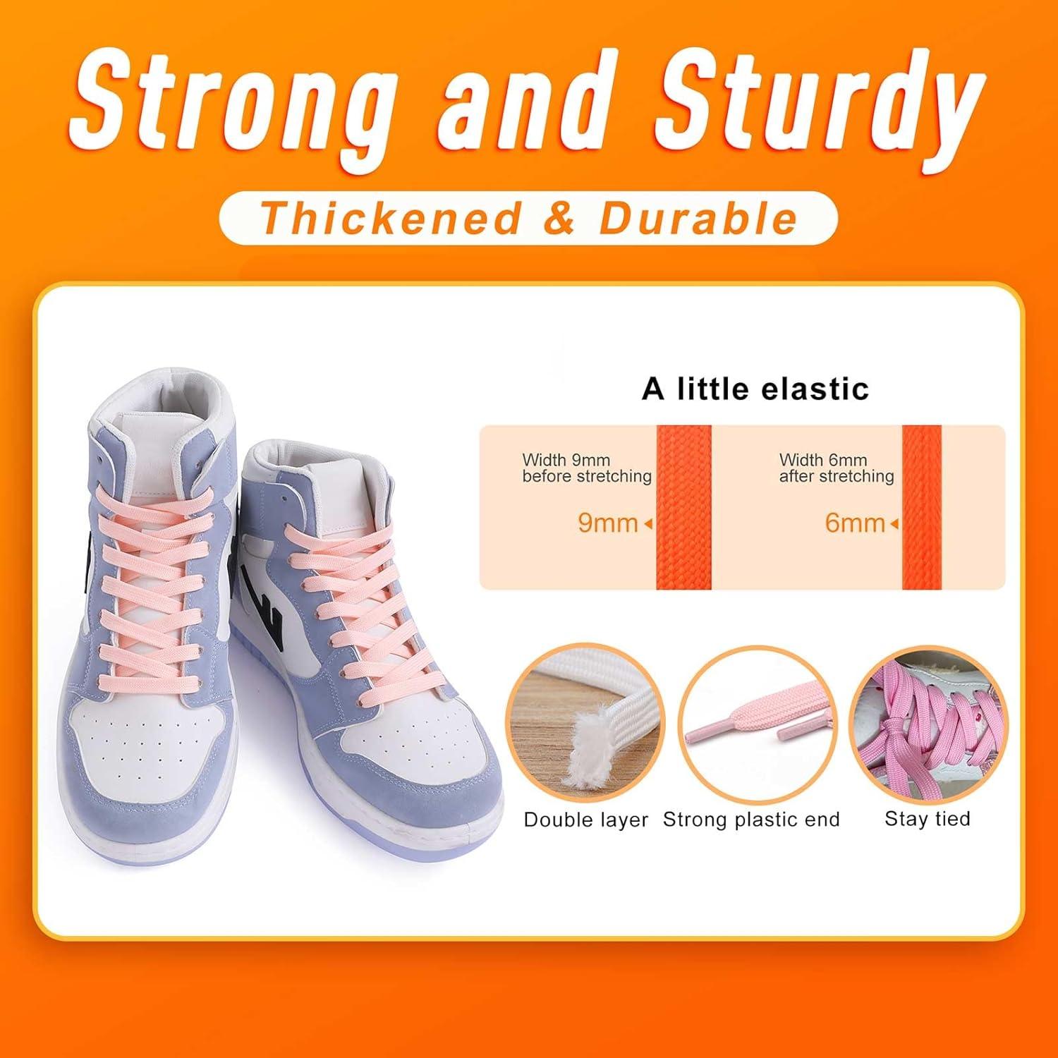 imageVSUDO 2 Pairs 516quot Fine Weave Flat Shoe Lace Shoestring for Running Athletic Sneaker11 Orange Pink