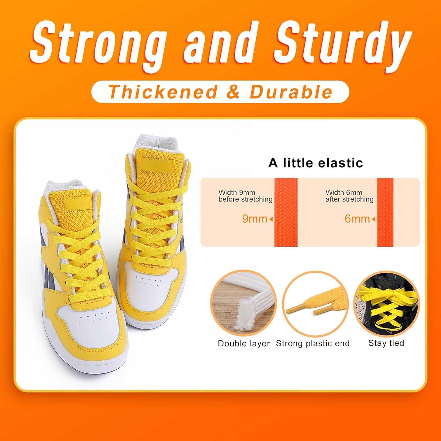 imageVSUDO 2 Pairs 516quot Fine Weave Flat Shoe Lace Shoestring for Running Athletic Sneaker14 Golden Yellow
