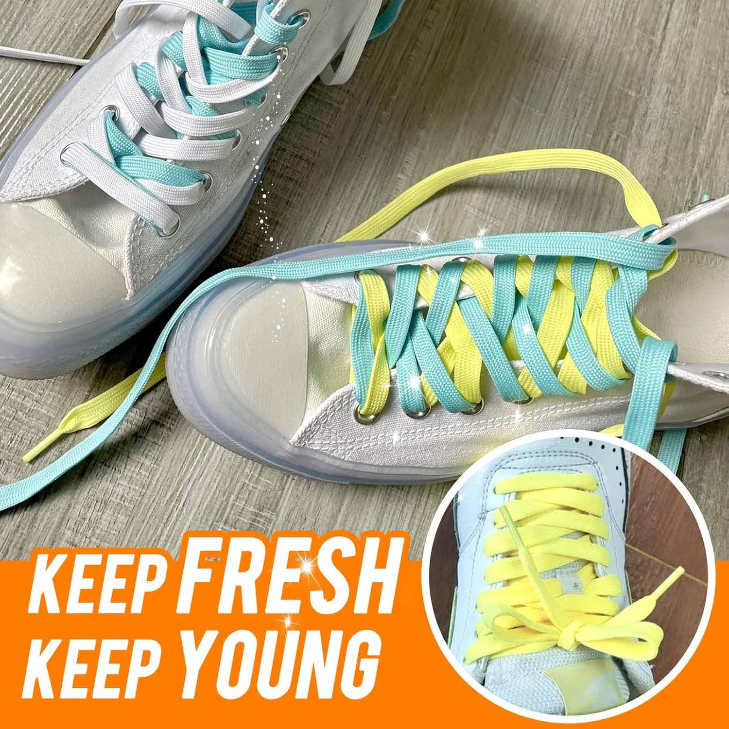 imageVSUDO 2 Pairs 516quot Fine Weave Flat Shoe Lace Shoestring for Running Athletic Sneaker15 Light Yellow