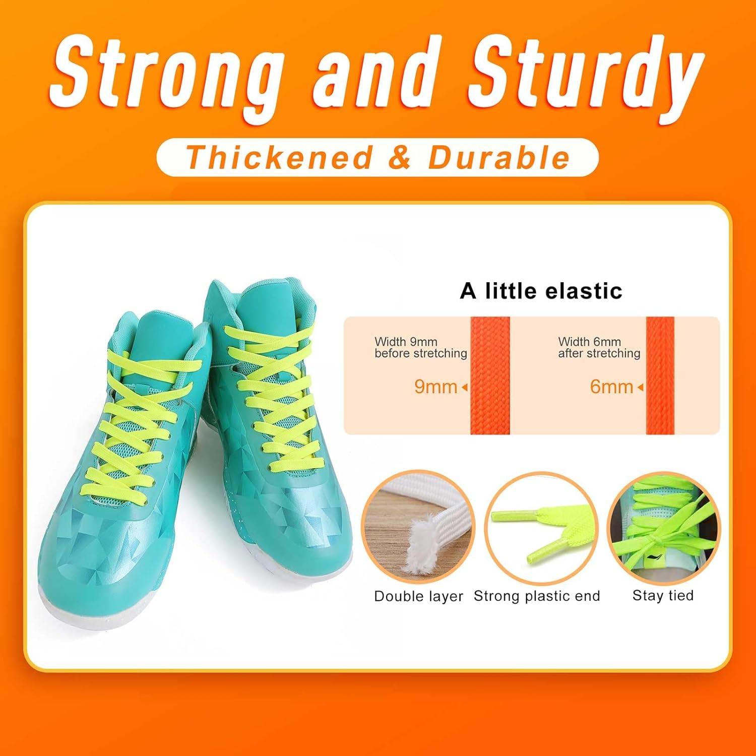 imageVSUDO 2 Pairs 516quot Fine Weave Flat Shoe Lace Shoestring for Running Athletic Sneaker16 Neon Yellow