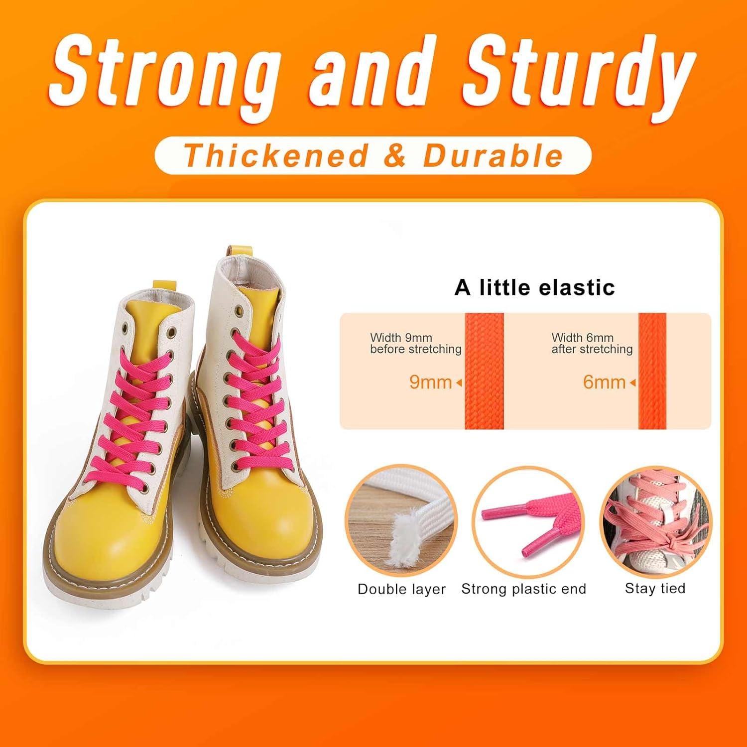 imageVSUDO 2 Pairs 516quot Fine Weave Flat Shoe Lace Shoestring for Running Athletic Sneaker19 Rose Red