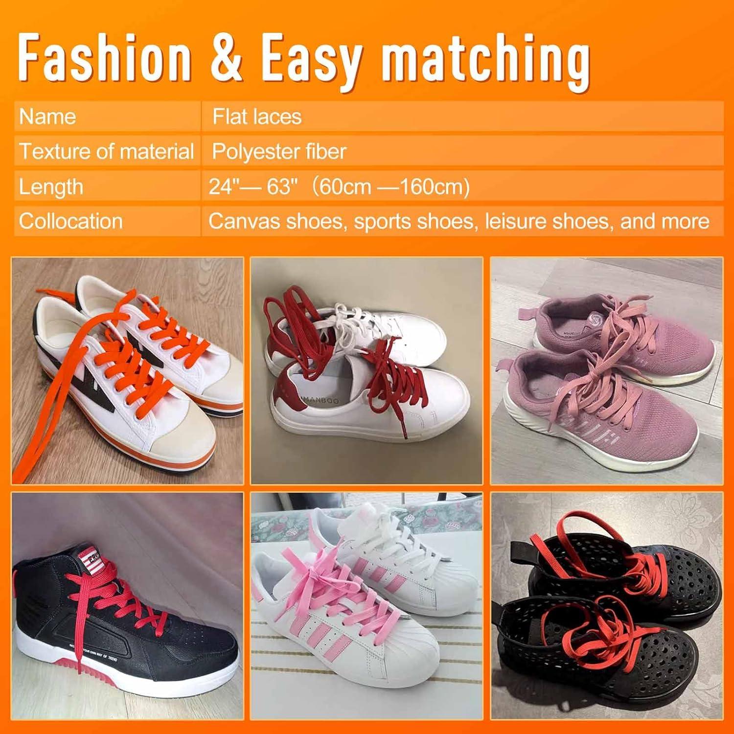 imageVSUDO 2 Pairs 516quot Fine Weave Flat Shoe Lace Shoestring for Running Athletic Sneaker19 Rose Red