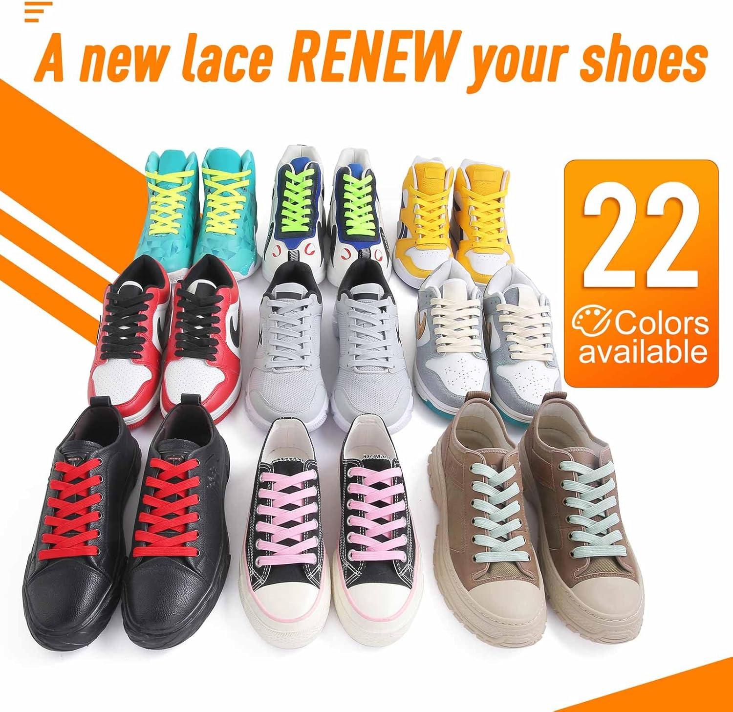 imageVSUDO 2 Pairs 516quot Fine Weave Flat Shoe Lace Shoestring for Running Athletic Sneaker21 Neon Green