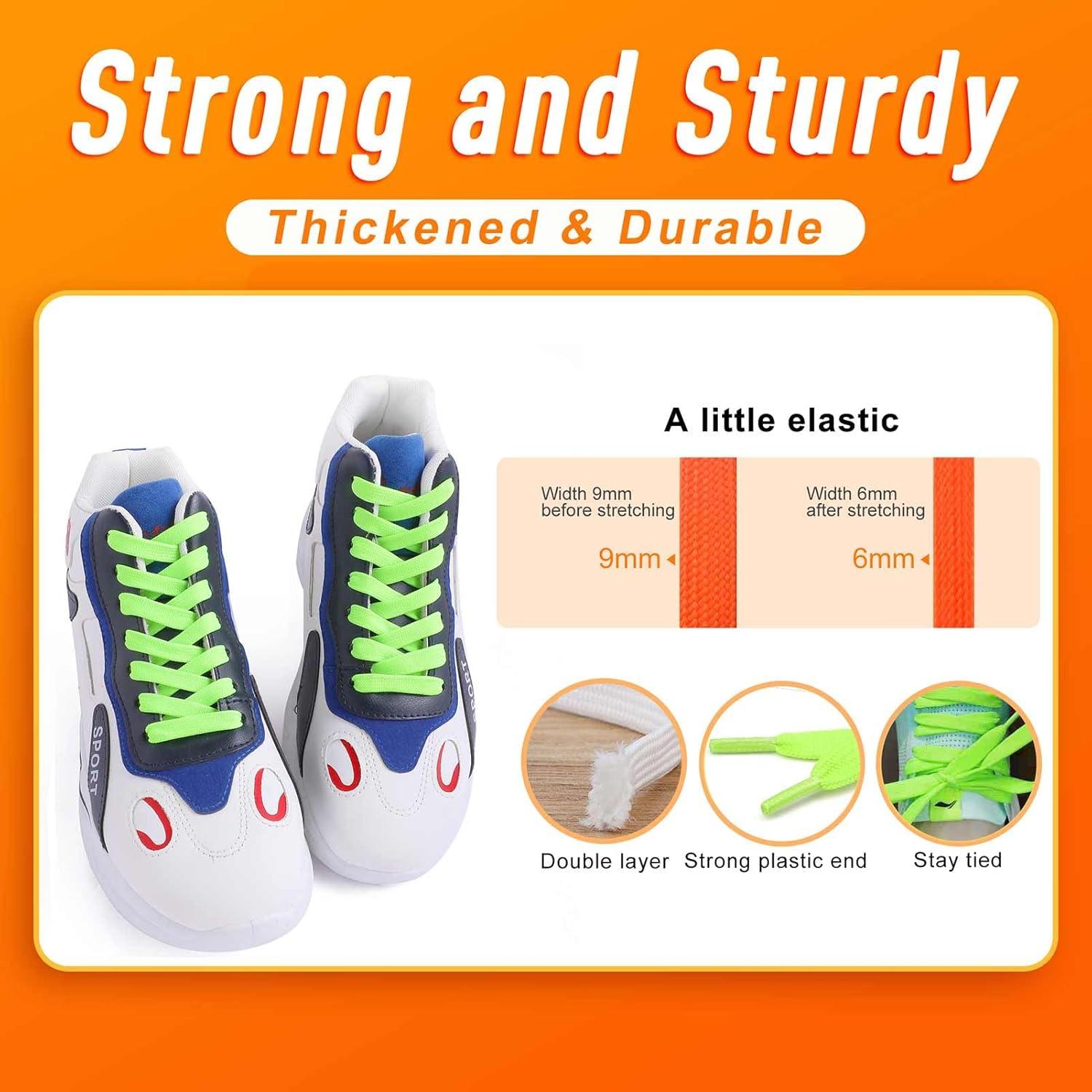 imageVSUDO 2 Pairs 516quot Fine Weave Flat Shoe Lace Shoestring for Running Athletic Sneaker21 Neon Green