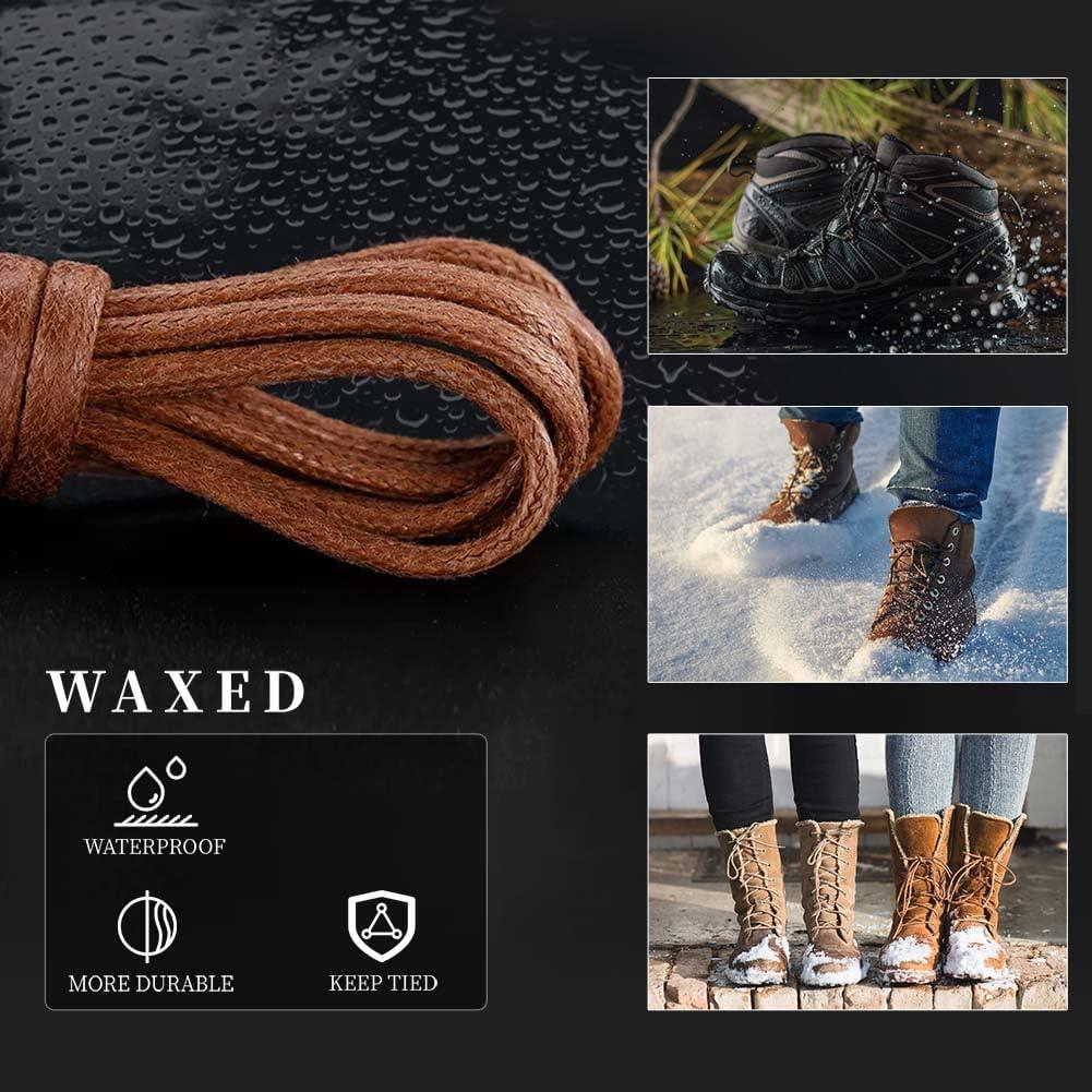 imageVSUDO 2 Pairs Waxed Round Dress Shoe Laces for Mens Dress Shoes 18quot Thin Business Oxford ShoelaceShoe Strings02 Light Brown