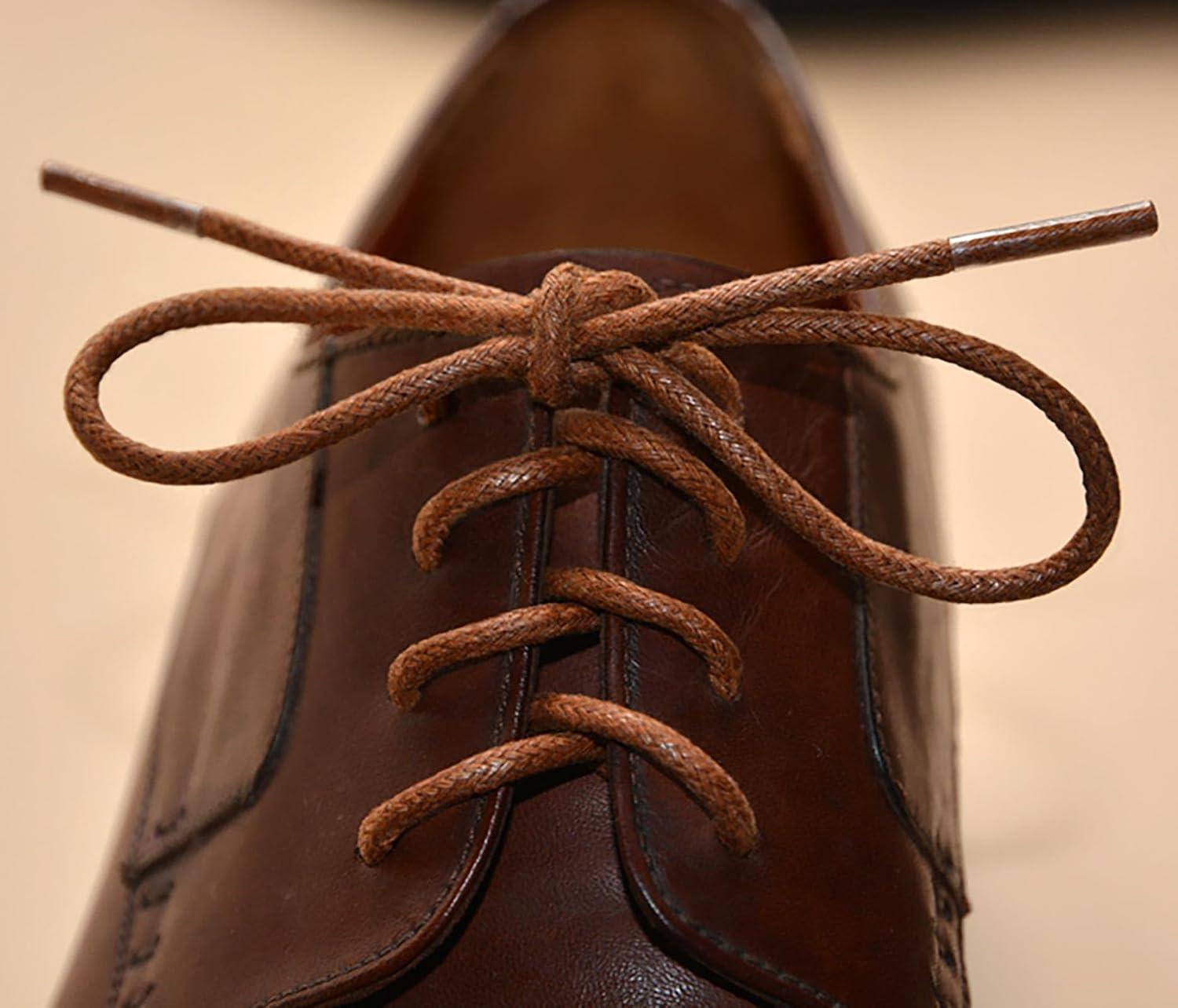 imageVSUDO 2 Pairs Waxed Round Dress Shoe Laces for Mens Dress Shoes 18quot Thin Business Oxford ShoelaceShoe Strings02 Light Brown