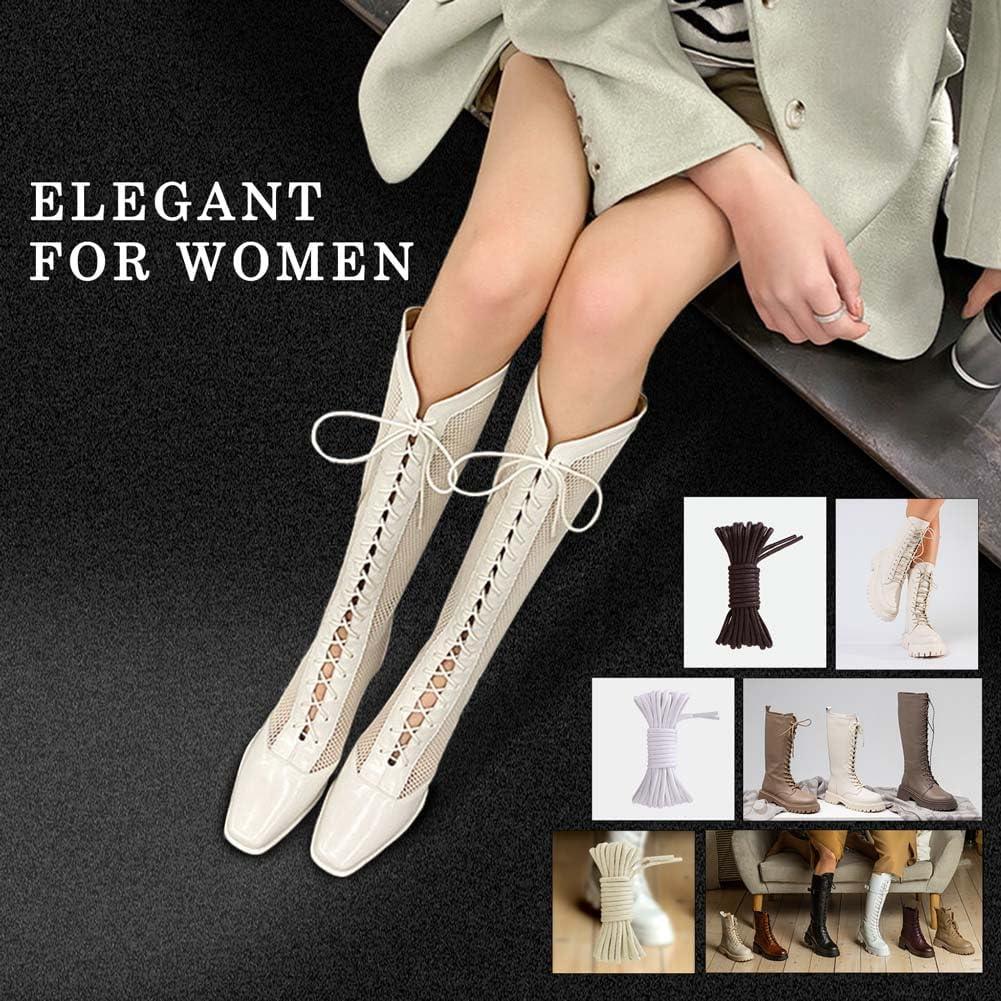 imageVSUDO 2 Pairs Waxed Round Dress Shoe Laces for Mens Dress Shoes 18quot Thin Business Oxford ShoelaceShoe Strings14 White