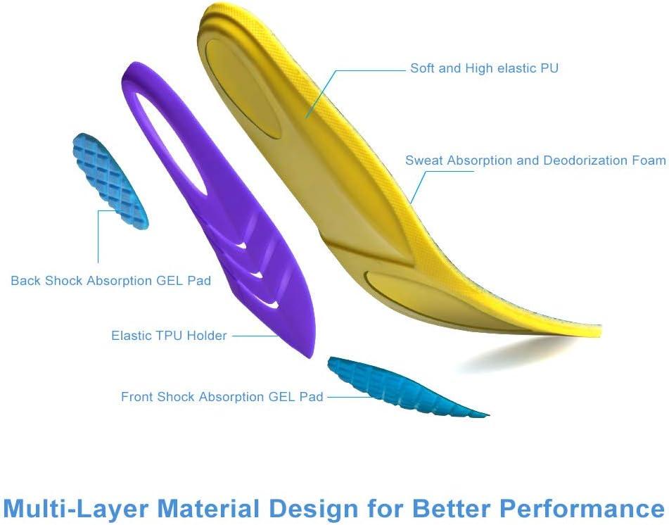 imageVSUDO Arch Support Sports Shoe Insoles Shock Absorption Shoe Inserts for Men or Women High Elastic Athletic Running Insoles for Sneakers or Running Shoes  LS M 48  W 59