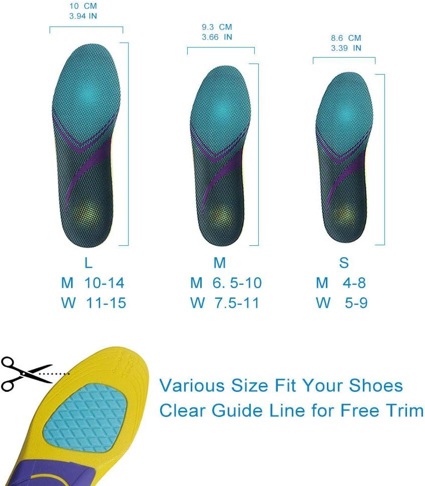 imageVSUDO Arch Support Sports Shoe Insoles Shock Absorption Shoe Inserts for Men or Women High Elastic Athletic Running Insoles for Sneakers or Running Shoes  LS M 48  W 59