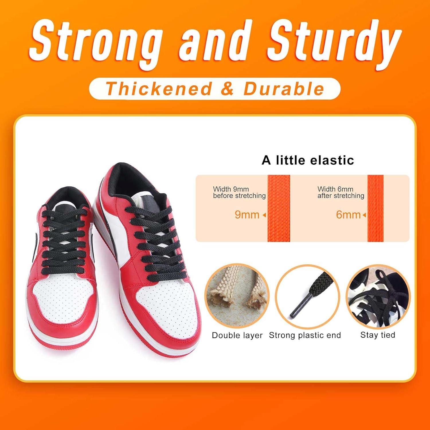 imageVSUDO Flat Shoe Laces for Sneakers Shoelaces for Sneakers Athletic Shoelaces04 Black  Double Layer