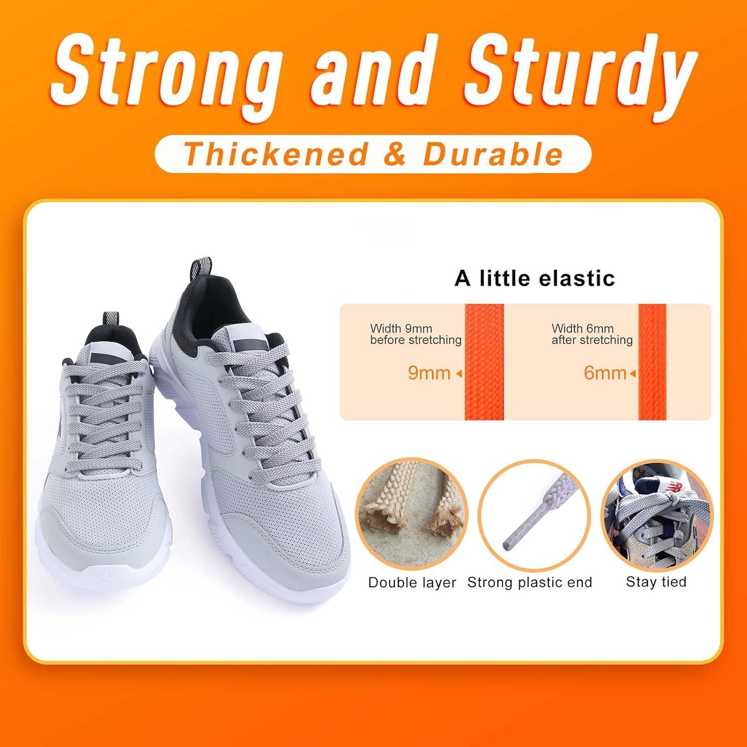 imageVSUDO Flat Shoe Laces for Sneakers Shoelaces for Sneakers Athletic Shoelaces07 Light Gray  Double Layer