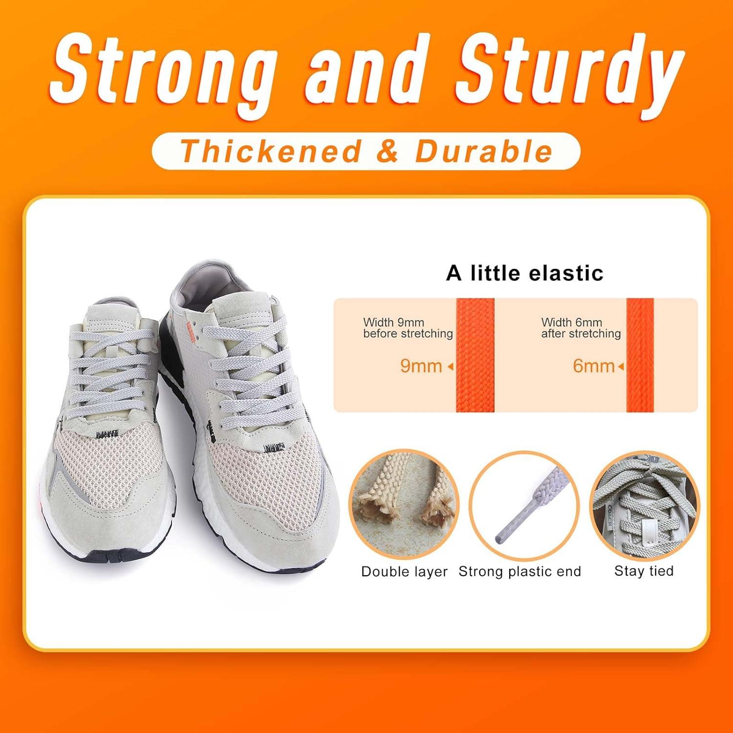 imageVSUDO Flat Shoe Laces for Sneakers Shoelaces for Sneakers Athletic Shoelaces08 White Gray  Double Layer