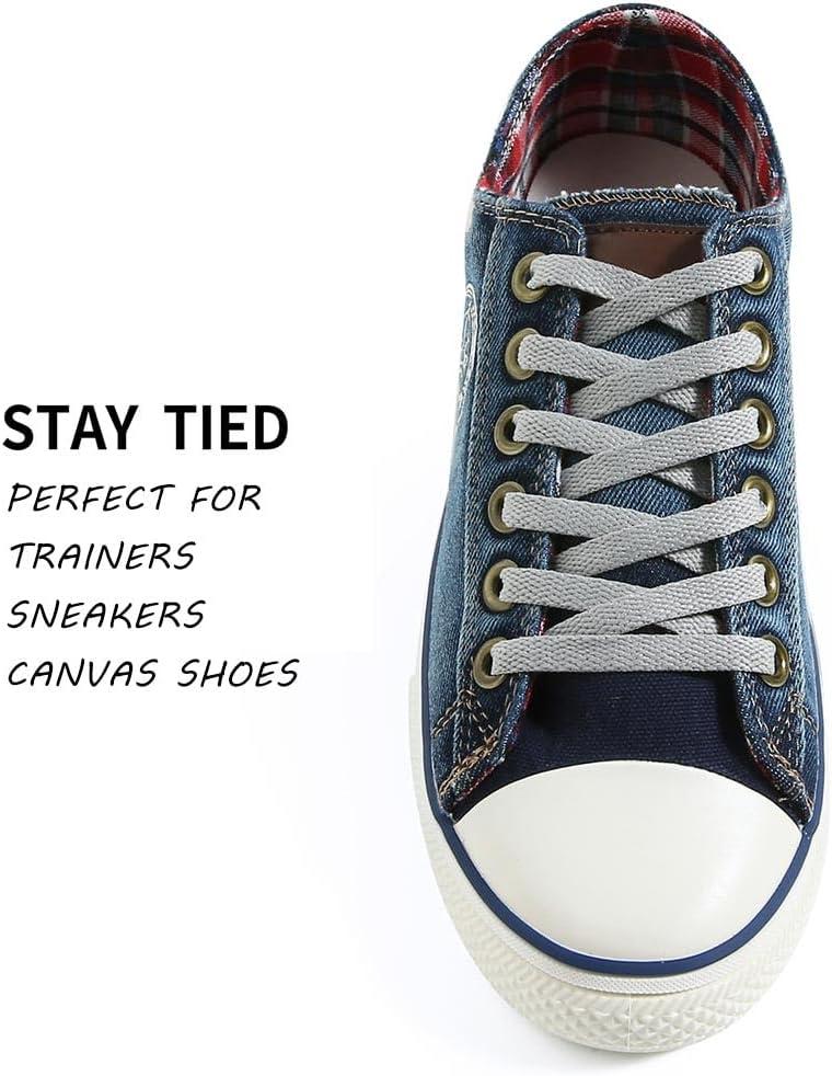 imageVSUDO Flat Shoe Laces for Sneakers Shoelaces for Sneakers Athletic Shoelaces08 White Gray