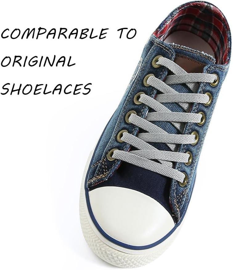 imageVSUDO Flat Shoe Laces for Sneakers Shoelaces for Sneakers Athletic Shoelaces08 White Gray