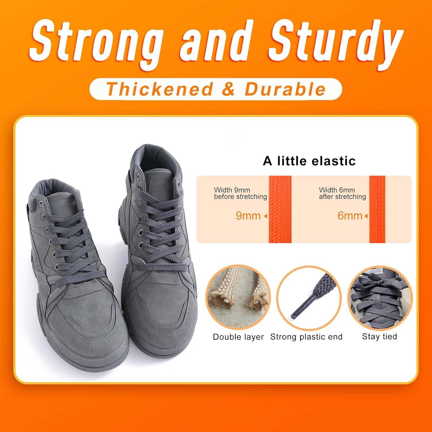 imageVSUDO Flat Shoe Laces for Sneakers Shoelaces for Sneakers Athletic Shoelaces09 Dark Gray  Double Layer
