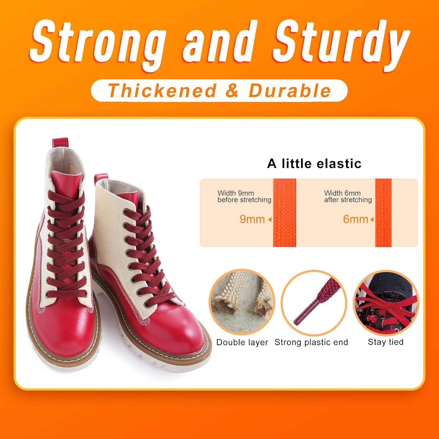 imageVSUDO Flat Shoe Laces for Sneakers Shoelaces for Sneakers Athletic Shoelaces14 Dark Red  Double Layer