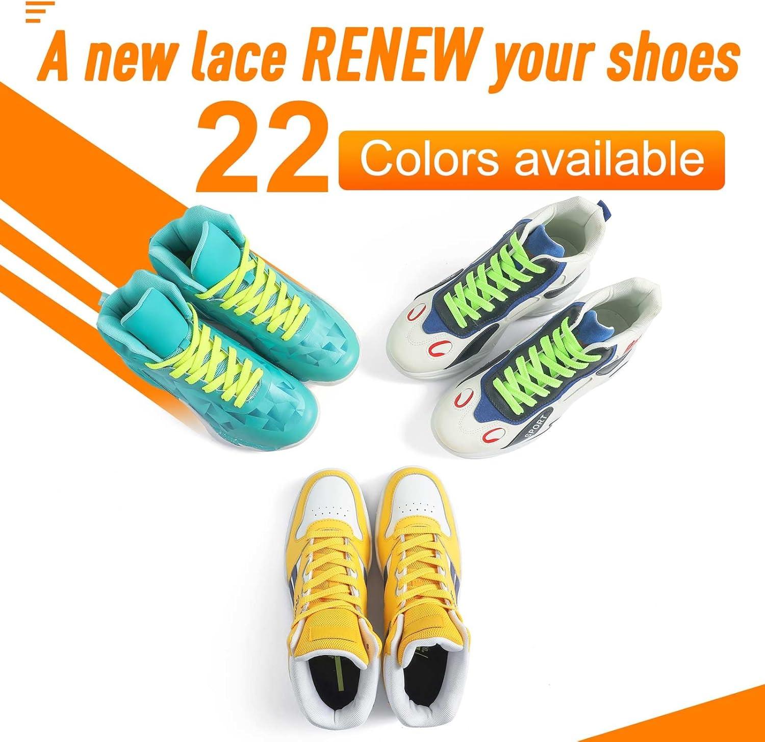 imageVSUDO Flat Shoe Laces for Sneakers Shoelaces for Sneakers Athletic Shoelaces15 Neon Green  Double Layer