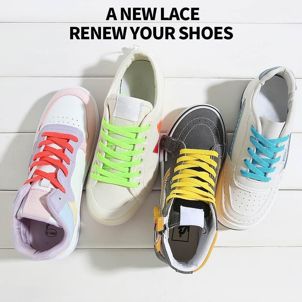 imageVSUDO Flat Shoe Laces for Sneakers Shoelaces for Sneakers Athletic Shoelaces15 Neon Green