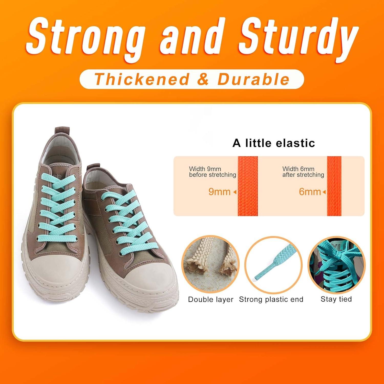 imageVSUDO Flat Shoe Laces for Sneakers Shoelaces for Sneakers Athletic Shoelaces16 Mint Green  Double Layer