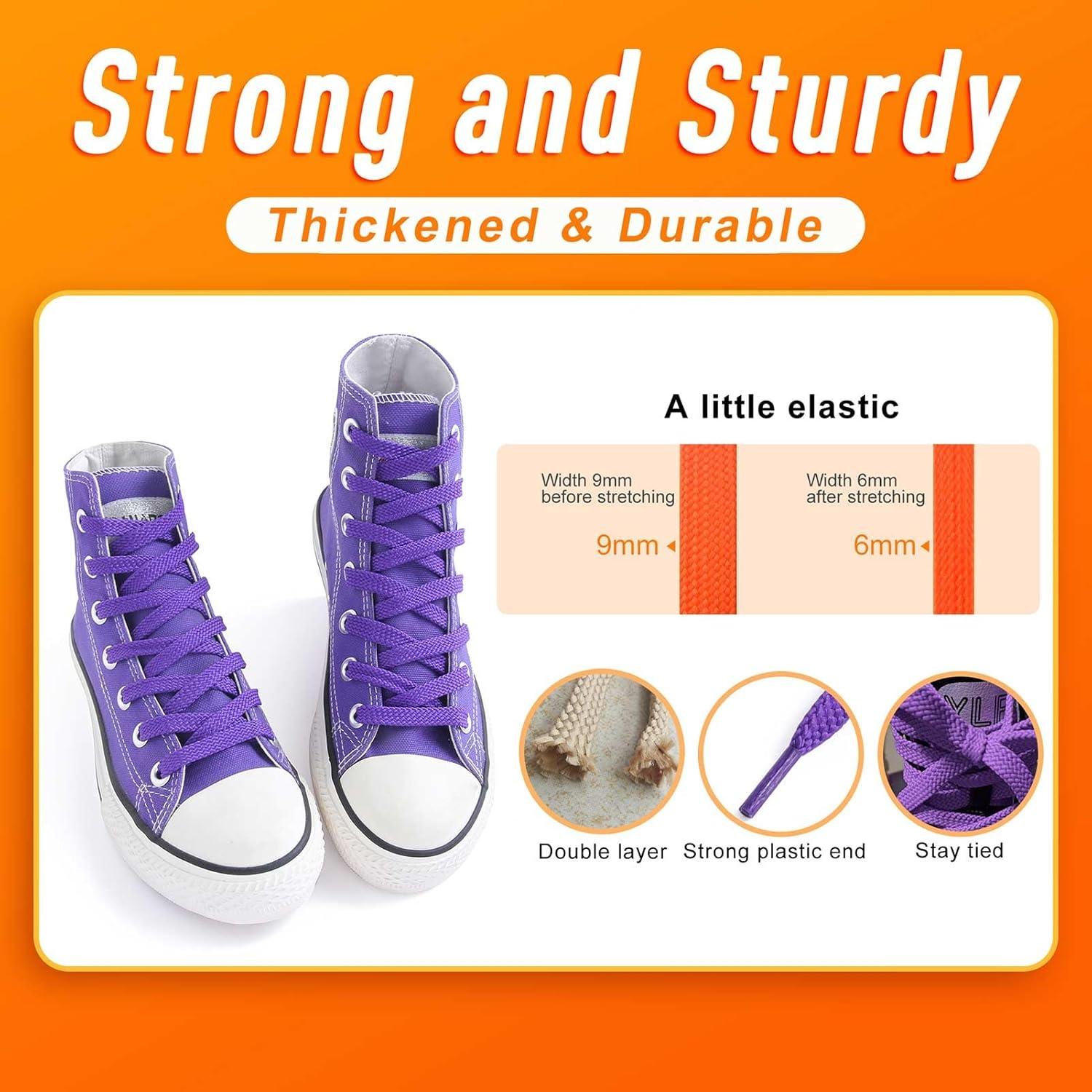 imageVSUDO Flat Shoe Laces for Sneakers Shoelaces for Sneakers Athletic Shoelaces18 Purple  Double Layer