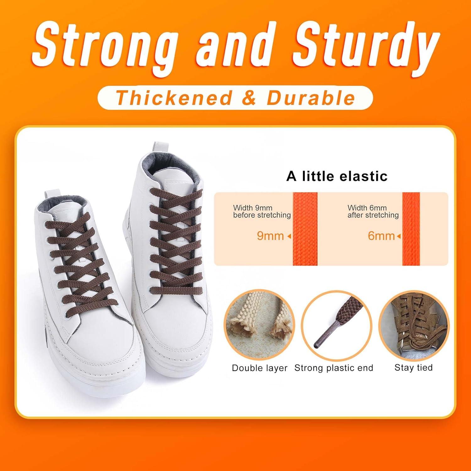 imageVSUDO Flat Shoe Laces for Sneakers Shoelaces for Sneakers Athletic Shoelaces20 Brown  Double Layer
