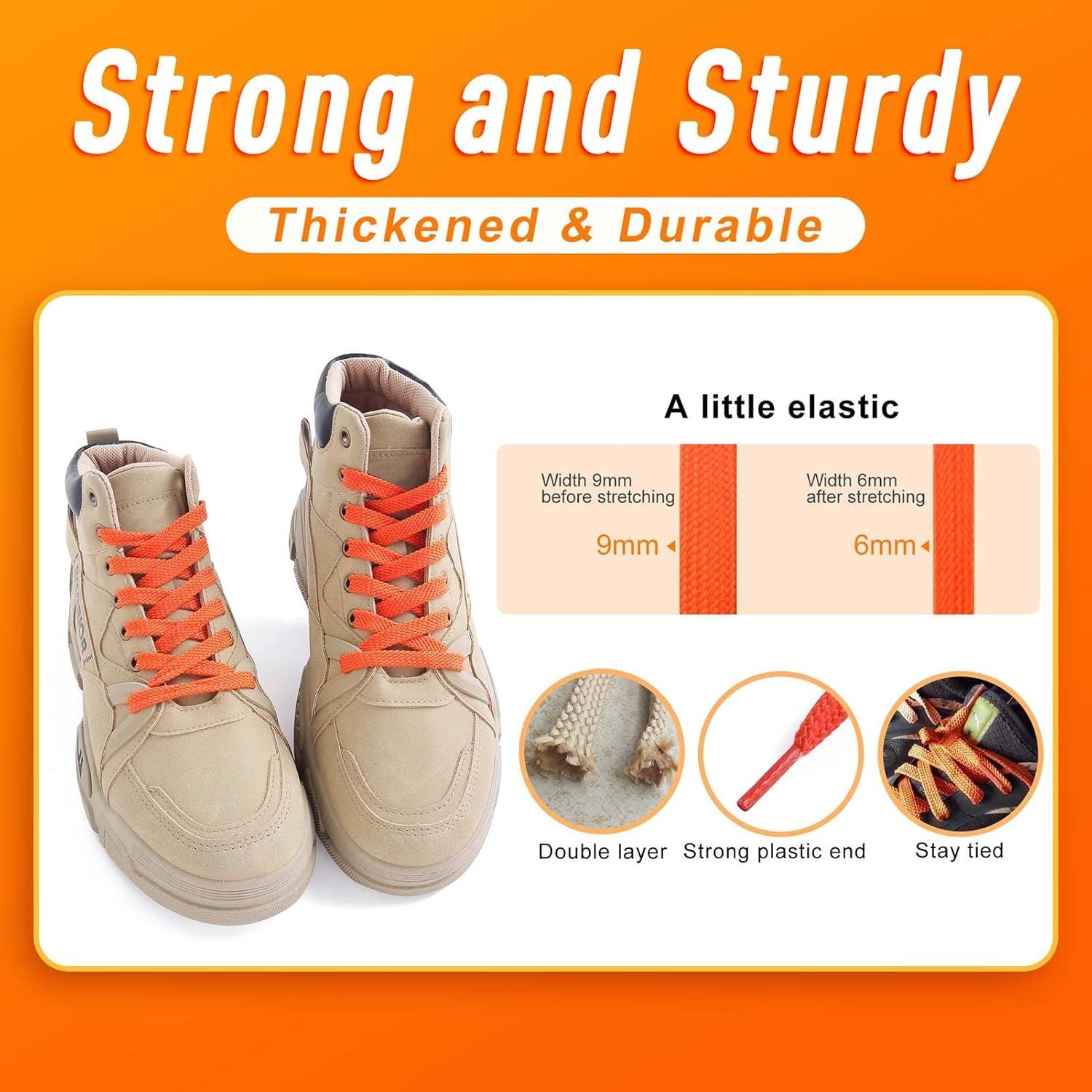 imageVSUDO Flat Shoe Laces for Sneakers Shoelaces for Sneakers Athletic Shoelaces22 Orange  Double Layer