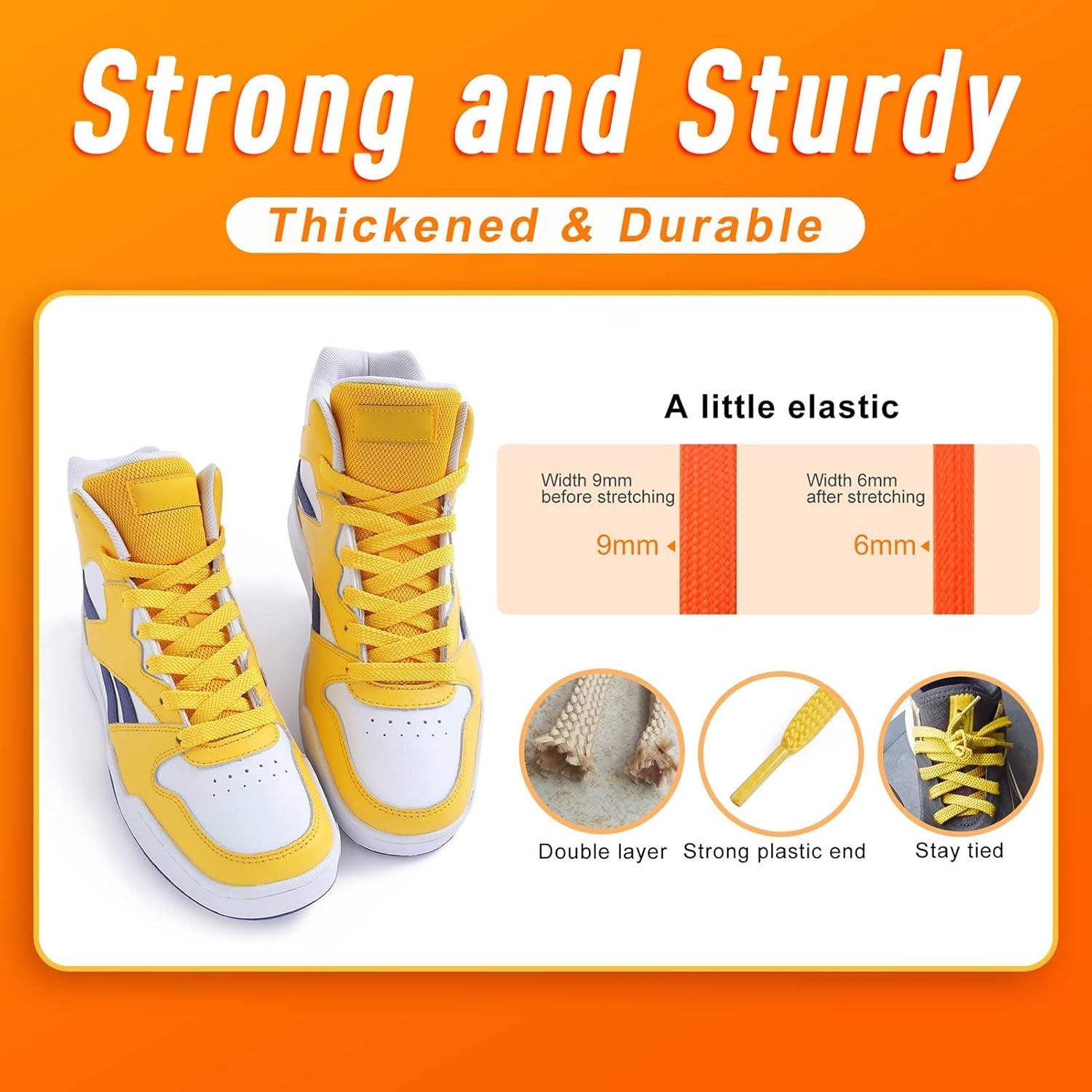 imageVSUDO Flat Shoe Laces for Sneakers Shoelaces for Sneakers Athletic Shoelaces23 Golden Yellow  Double Layer