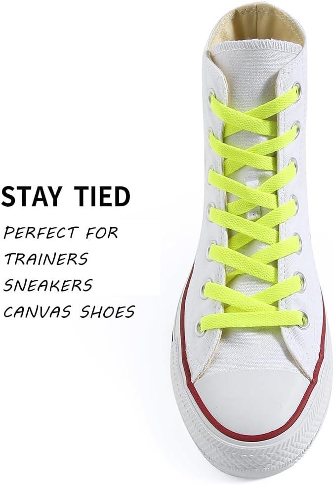 imageVSUDO Flat Shoe Laces for Sneakers Shoelaces for Sneakers Athletic Shoelaces24 Neon Yellow