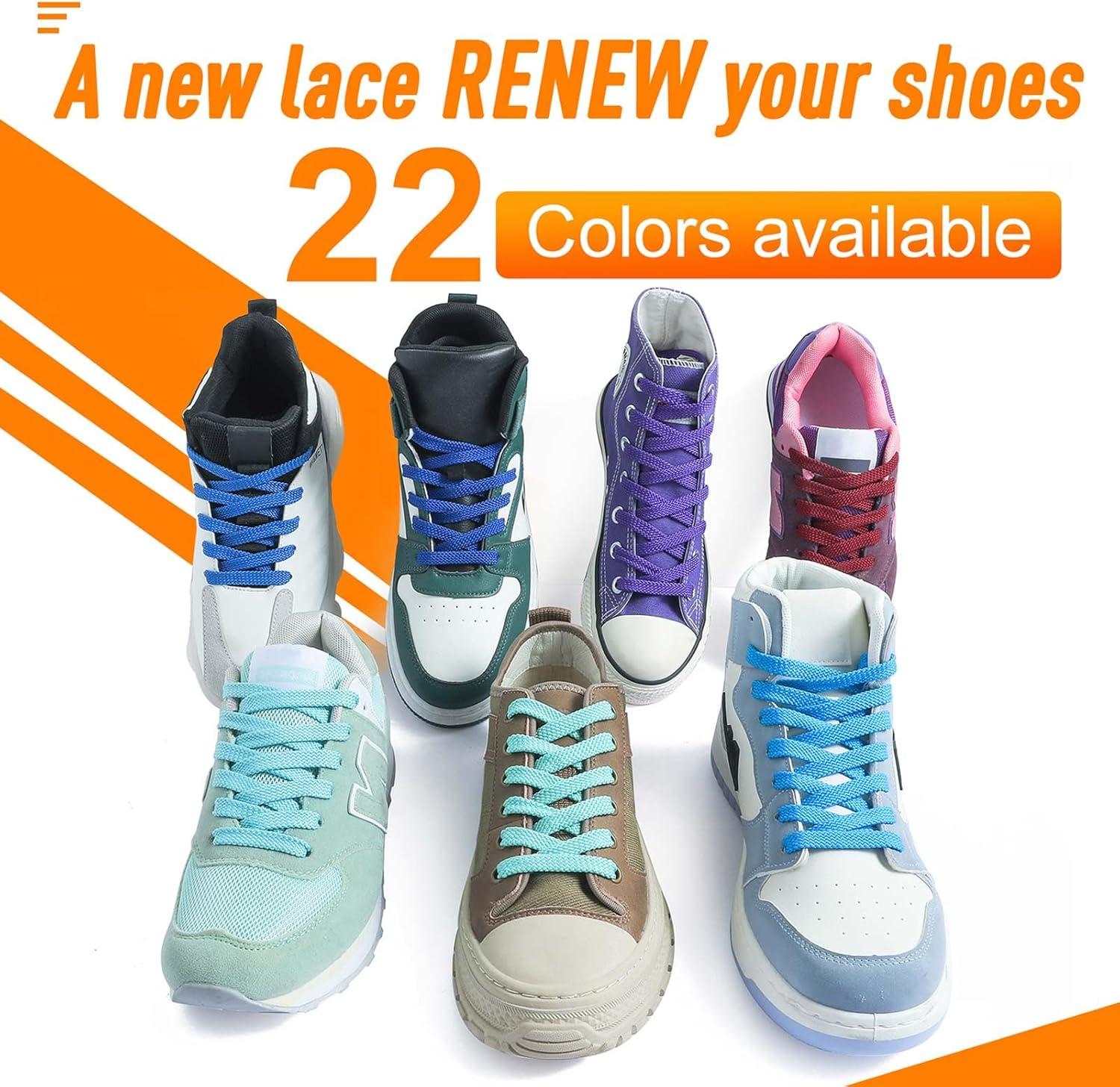 imageVSUDO Flat Shoe Laces for Sneakers Shoelaces for Sneakers Athletic Shoelaces25 Royal Blue  Double Layer