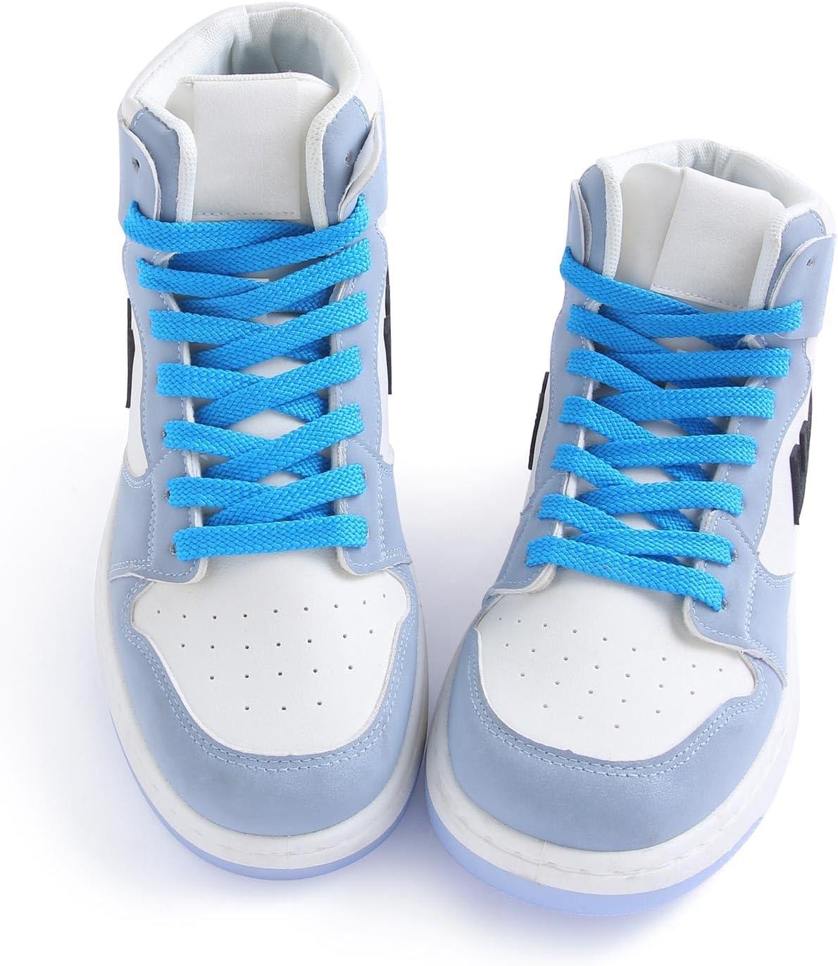 imageVSUDO Flat Shoe Laces for Sneakers Shoelaces for Sneakers Athletic Shoelaces27 Turquoise Blue  Doublelayer