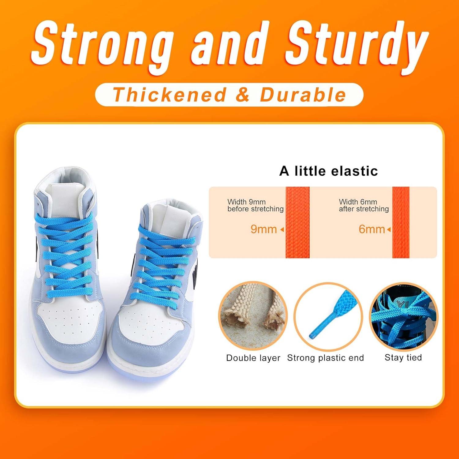 imageVSUDO Flat Shoe Laces for Sneakers Shoelaces for Sneakers Athletic Shoelaces27 Turquoise Blue  Doublelayer