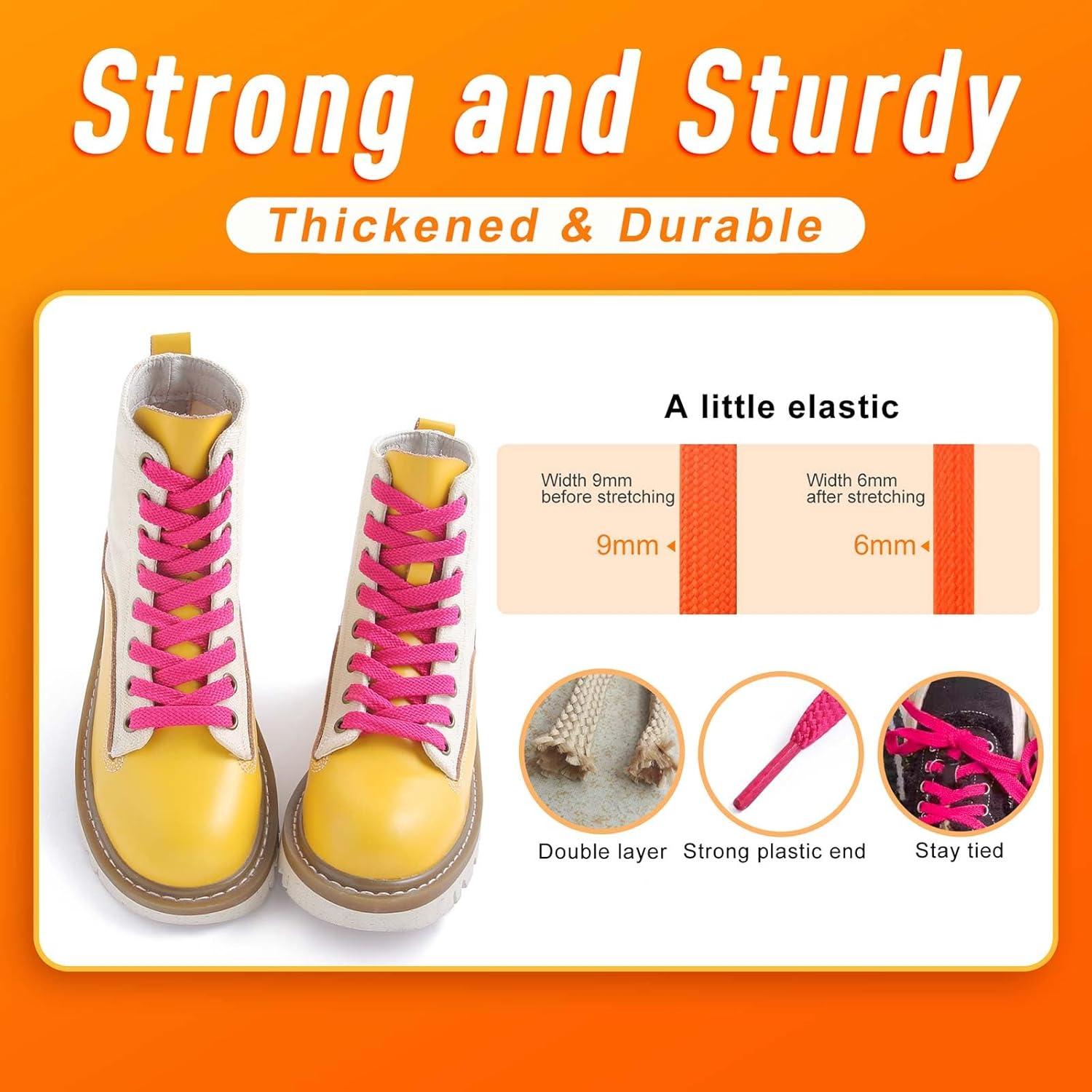 imageVSUDO Flat Shoe Laces for Sneakers Shoelaces for Sneakers Athletic Shoelaces29 Rose Red  Double Layer