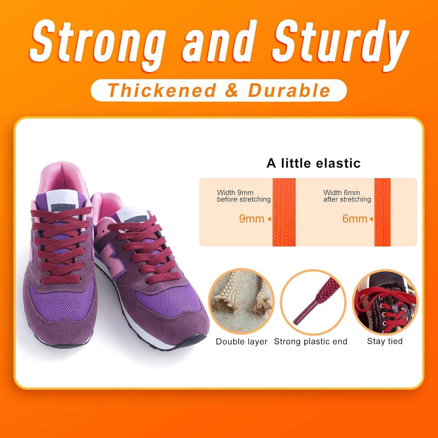 imageVSUDO Flat Shoe Laces for Sneakers Shoelaces for Sneakers Athletic Shoelaces32 Purnish Red  Double Layer