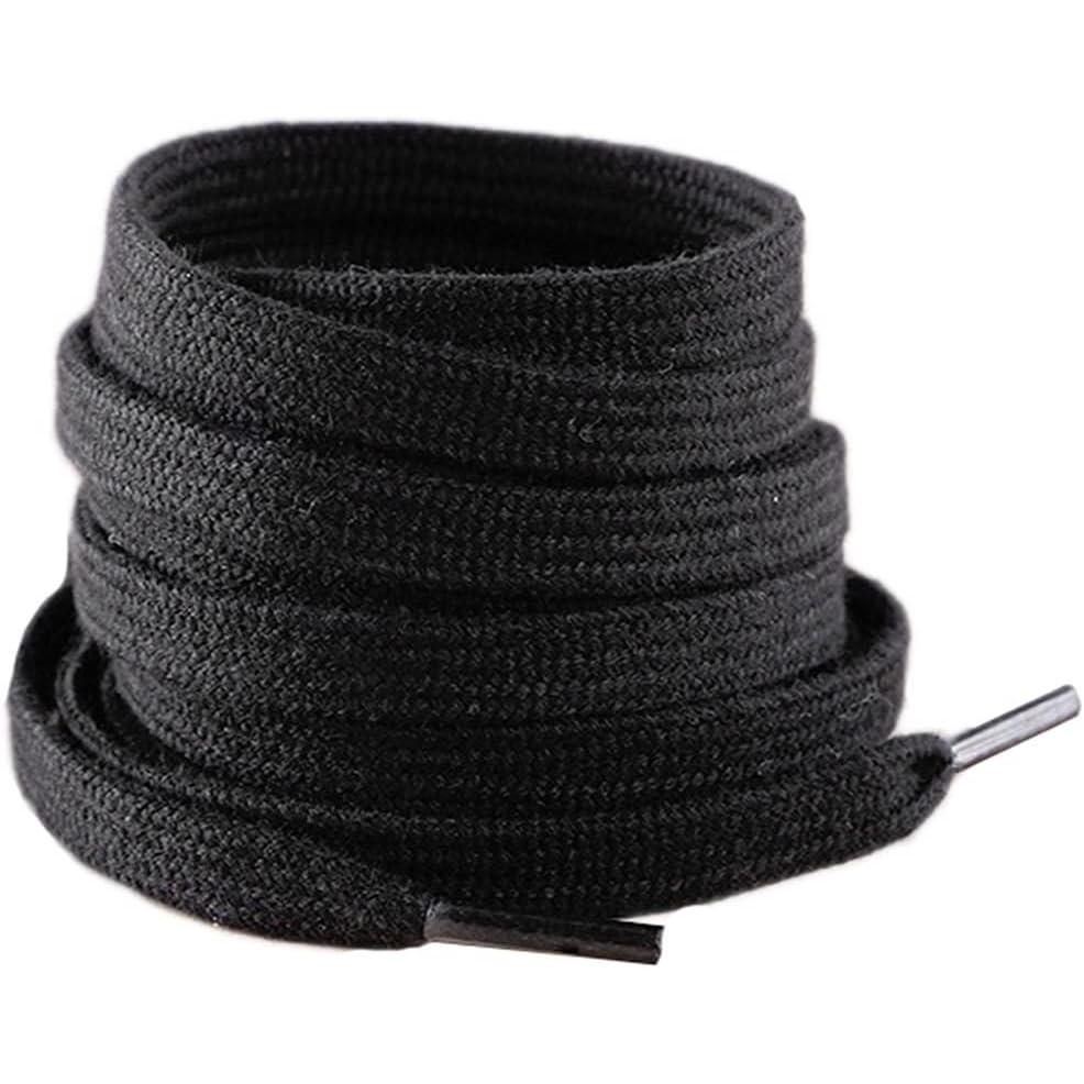 imageVSUDO 100 Cotton Flat Sneaker Shoelace 516quot Wide Sneaker Shoestring for Canvas Shoes02 Black