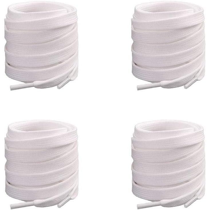 imageVSUDO 2 Pairs 516quot Fine Weave Flat Shoe Lace Shoestring for Running Athletic Sneaker01 White