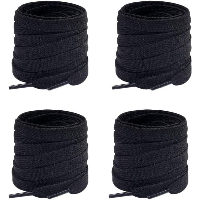imageVSUDO 2 Pairs 516quot Fine Weave Flat Shoe Lace Shoestring for Running Athletic Sneaker02 Black