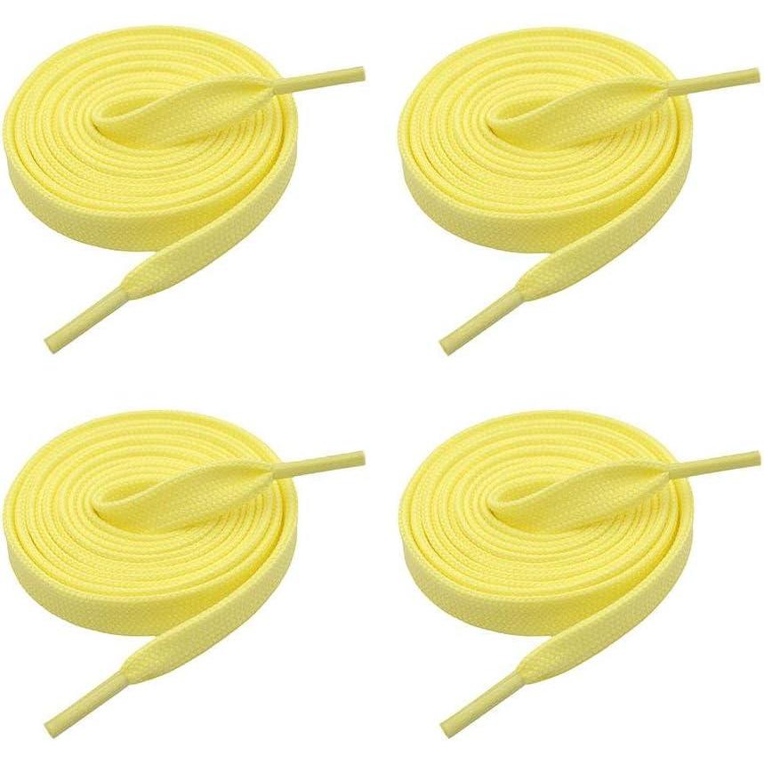imageVSUDO 2 Pairs 516quot Fine Weave Flat Shoe Lace Shoestring for Running Athletic Sneaker15 Light Yellow