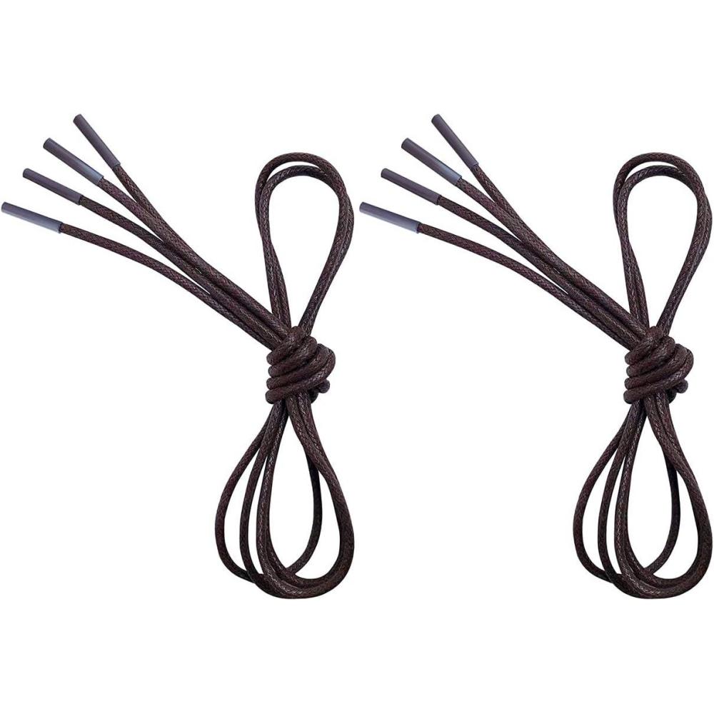 imageVSUDO 2 Pairs Waxed Round Dress Shoe Laces for Mens Dress Shoes 18quot Thin Business Oxford ShoelaceShoe Strings03 Brown