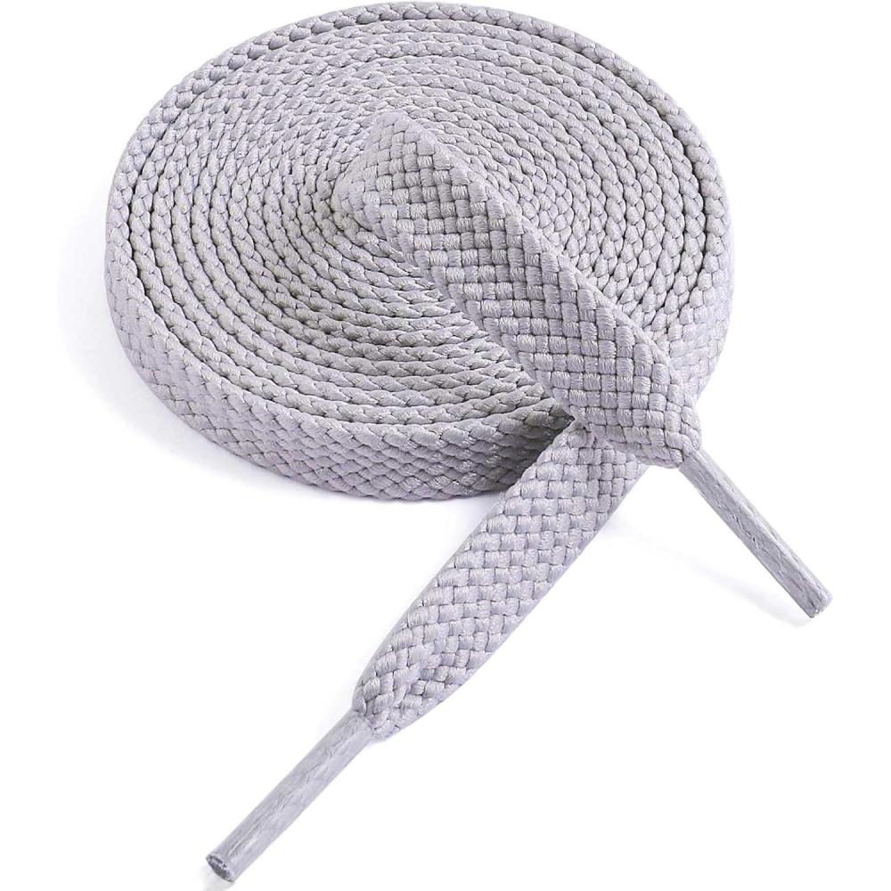 imageVSUDO Flat Shoe Laces for Sneakers Shoelaces for Sneakers Athletic Shoelaces07 Light Gray  Double Layer