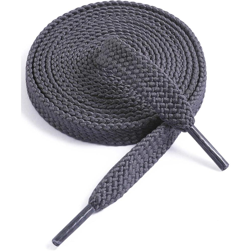 imageVSUDO Flat Shoe Laces for Sneakers Shoelaces for Sneakers Athletic Shoelaces09 Dark Gray  Double Layer