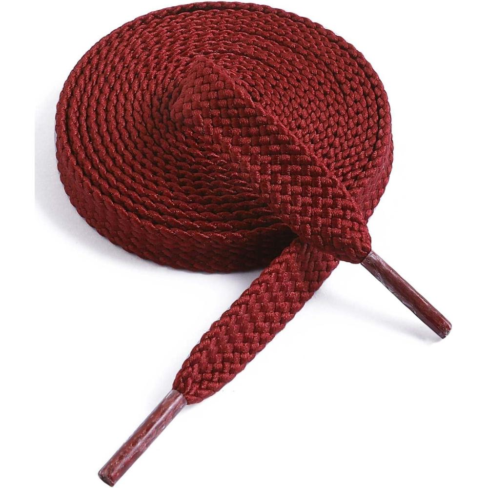 imageVSUDO Flat Shoe Laces for Sneakers Shoelaces for Sneakers Athletic Shoelaces14 Dark Red  Double Layer