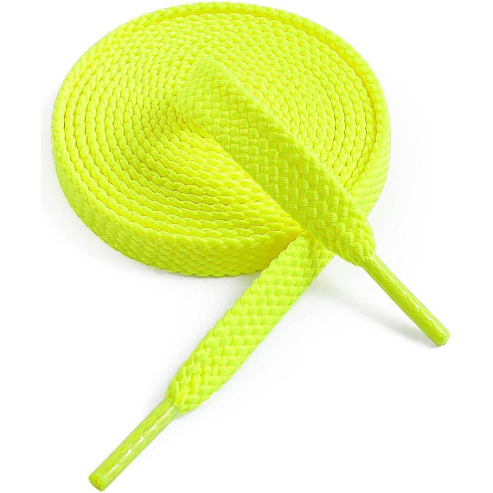 imageVSUDO Flat Shoe Laces for Sneakers Shoelaces for Sneakers Athletic Shoelaces24 Neon Yellow  Double Layer