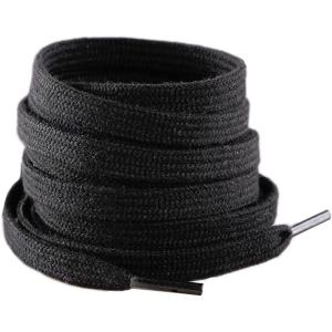 imageVSUDO 100 Cotton Flat Sneaker Shoelace 516quot Wide Sneaker Shoestring for Canvas Shoes02 Black