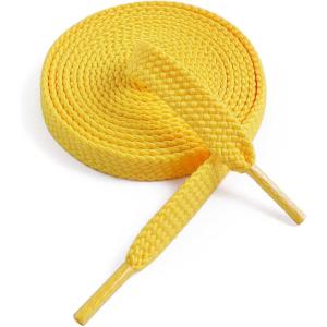 imageVSUDO Flat Shoe Laces for Sneakers Shoelaces for Sneakers Athletic Shoelaces23 Golden Yellow  Double Layer
